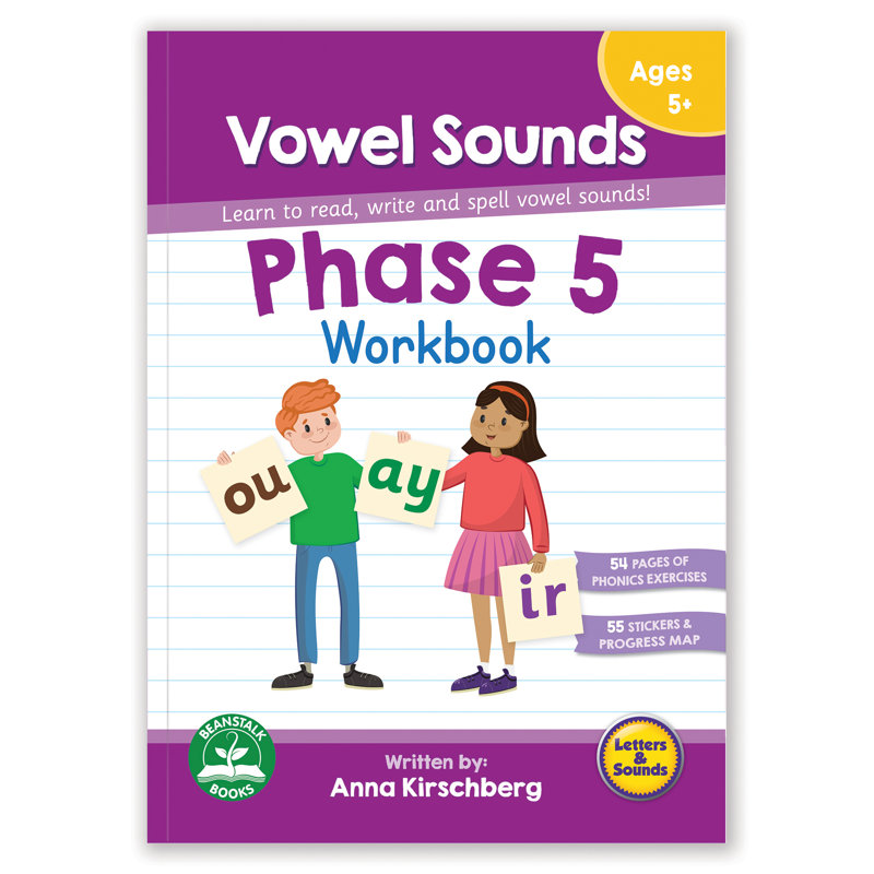Junior Learning Phase 5 Vowel Sounds Educational Learning Workbook - Learn To Read, Write And Spell Vowel Sounds
