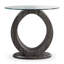 Table d'appoint ronde en verre gris Brexton de 59,7 cm (23,5 po) avec piètement en forme de O