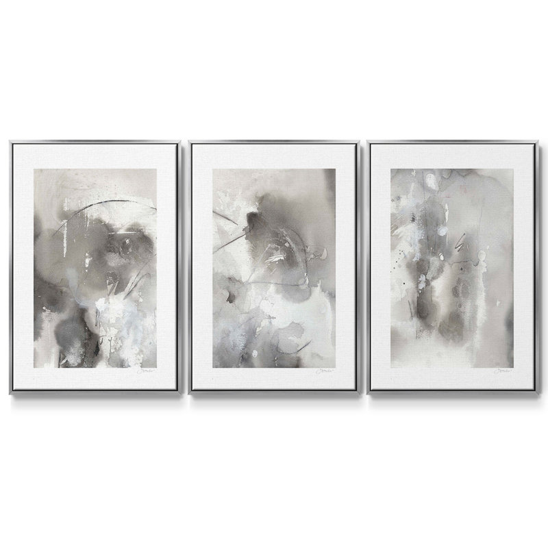 Ensemble de 3 pièces mystiques I encadrées sur toile, H 40 po x l 78 po, Argent