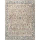 High-Quality Hand-Knotted Taupe And Teal Area Rug