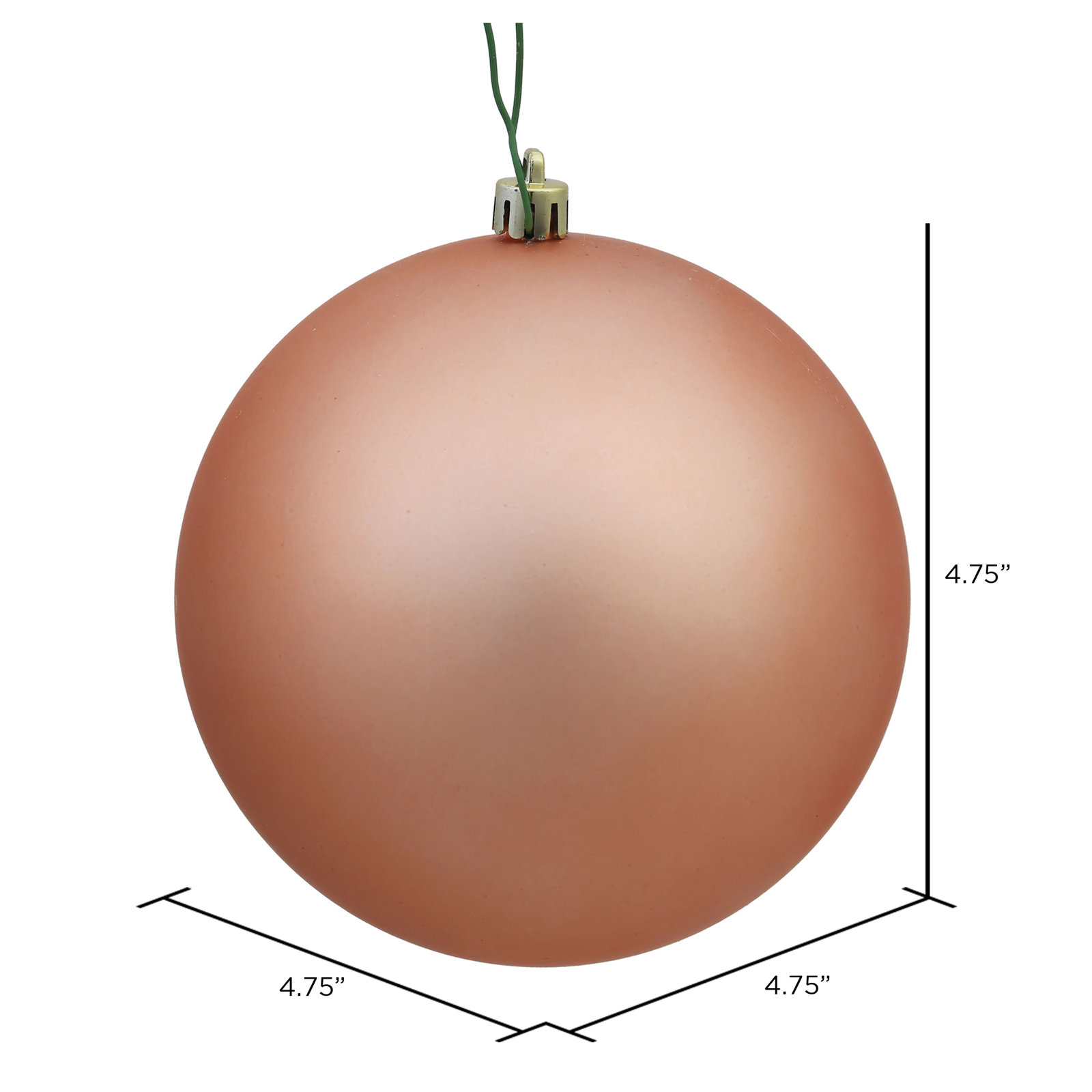 Christmas Ball Ornament, 4.75" H x 4.75" W x 4.75" D, Matte Rose Gold