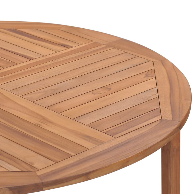 Hannedore Round Teak Solid Wood Outdoor with Umbrella Hole Dining Table, 75cm H x 110cm W x 110cm D