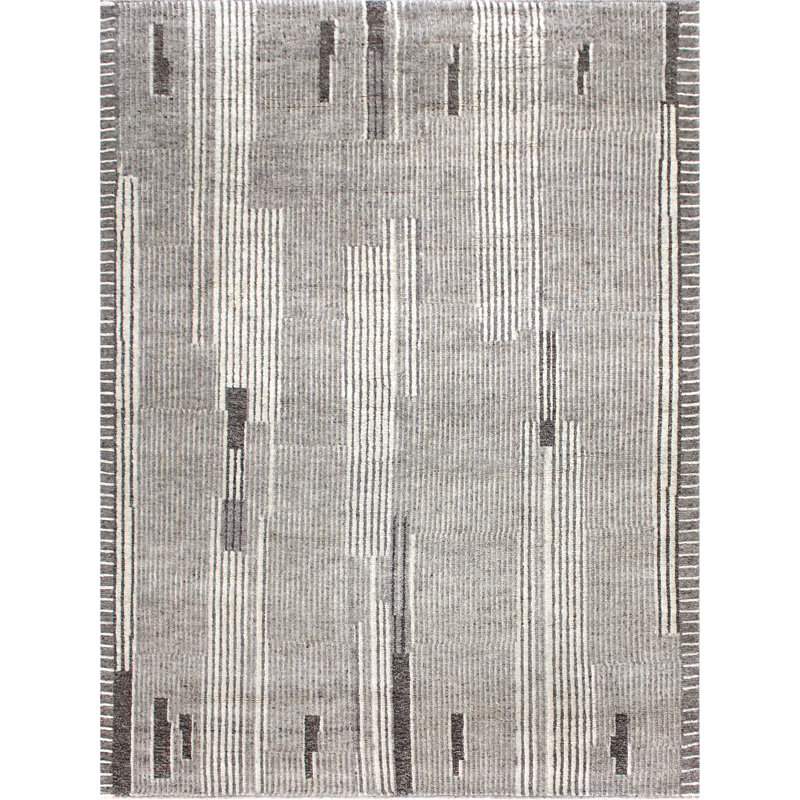 Tapis ivoire et taupe noué à la main de haute qualité, Rectangle 12 pi x 15 pi