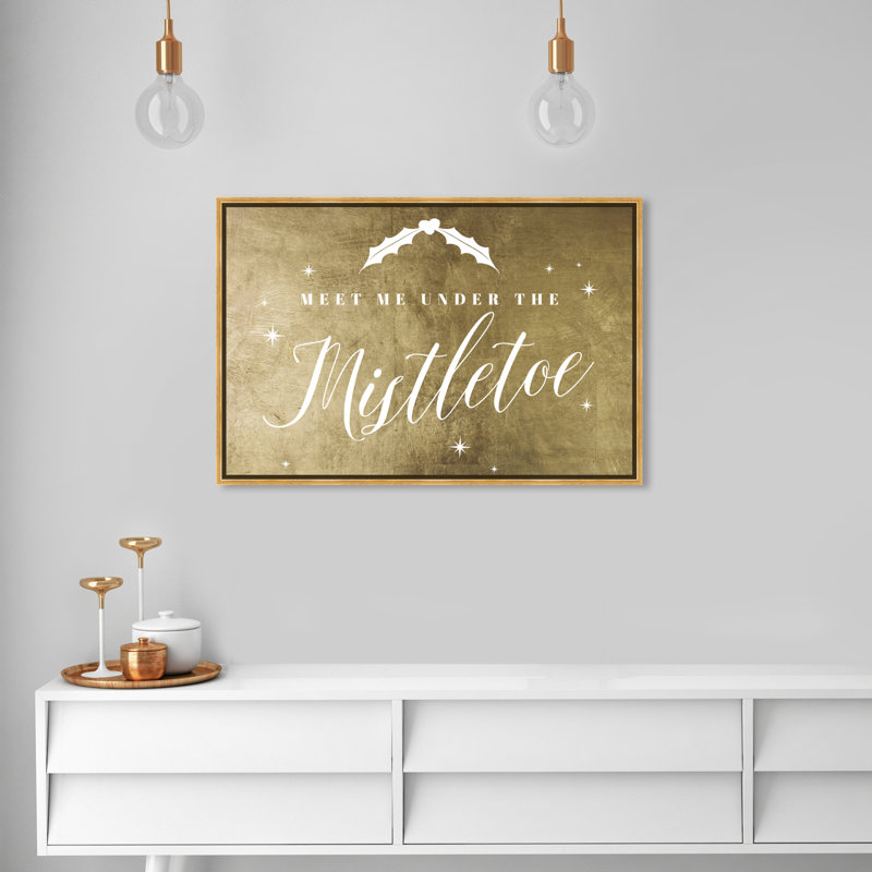 Under the Mistletoe Gold - art textuel sur toile, Cadre flottant doré, H 24 po x l 36 po