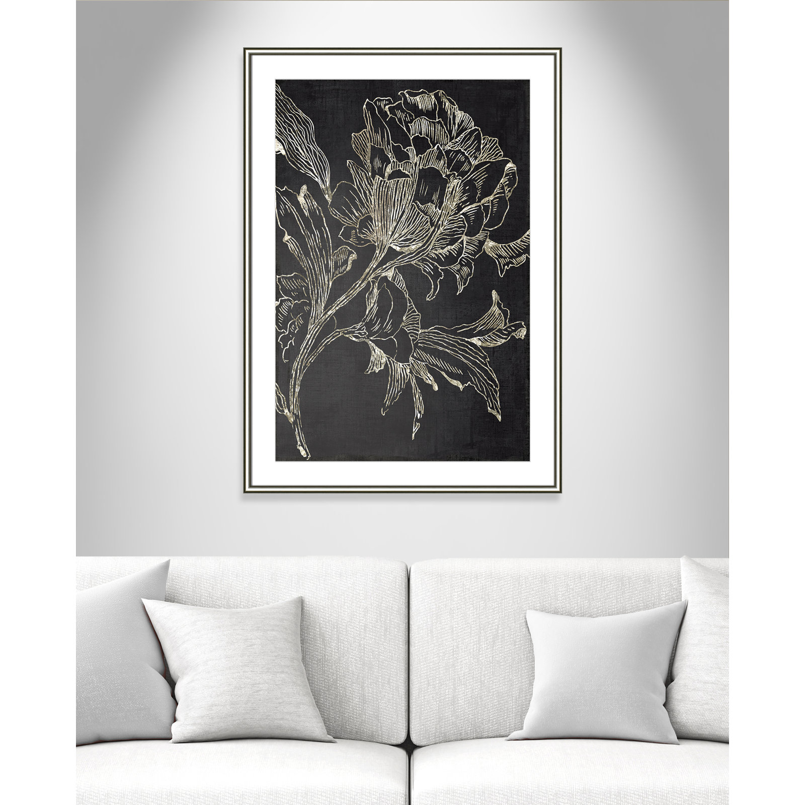 Clarendon "Golden Flower Folklore I" Print, Silver Framed, 42.75" H x 30.75" W