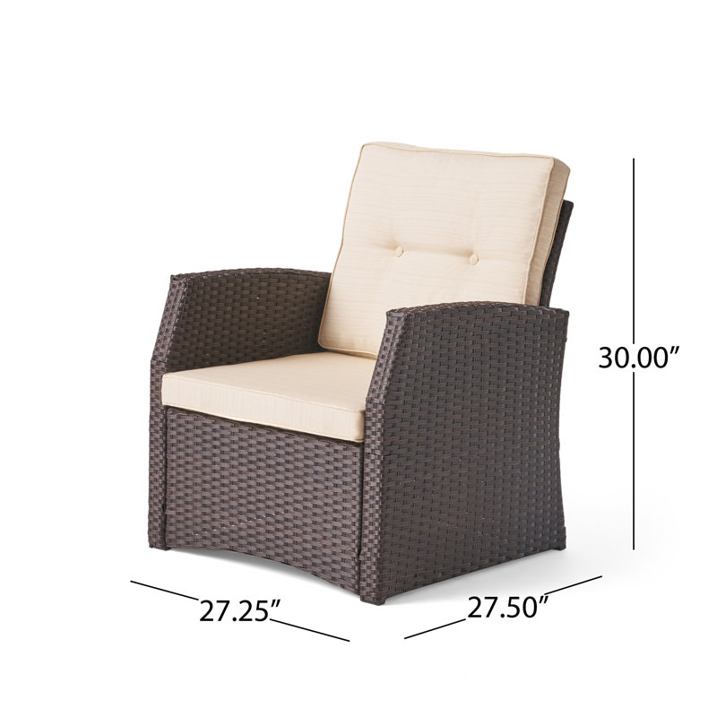 Ensemble de conversation d'extérieur en rotin avec coussins 7 pièces Dreem, Brun foncé