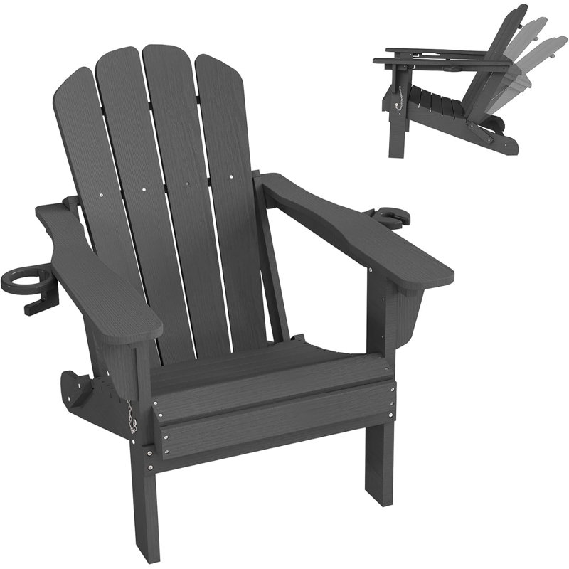 Chaises Adirondack ajustables, pliables en PEHD gris, inclinaison à 3 positions, Gris
