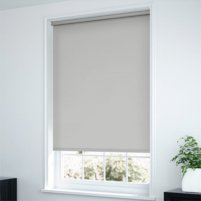 Indoor Blackout Trimmable Roller Blind – Custom Fit Window Shade with Light Control & Privacy, Silver, 210cm L x 150cm W
