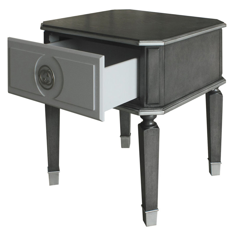 Table de bout à 1 tiroir gris anthracite et gris - Élégant pour les espaces de vie gris anthracite + gris avec rangement