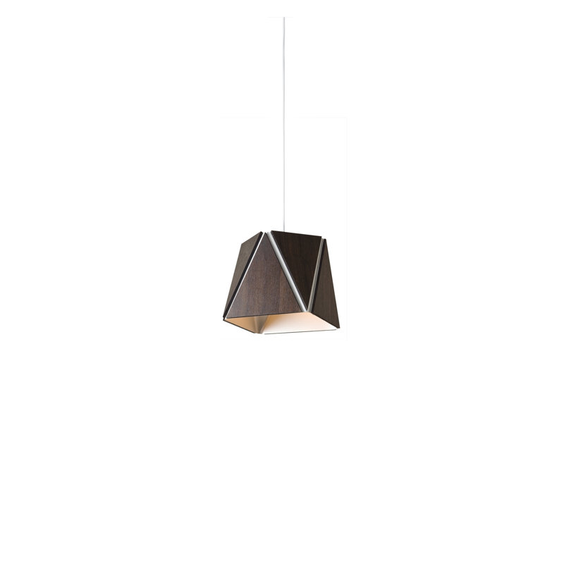 Calx 1 - Light Single Pendant, Dark Stained Walnut/Brushed Aluminum, 2700K, 6.38" H x 10" W x 10" D