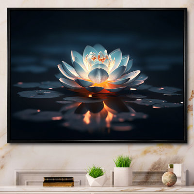 «Blossoming Wild White Lotus In Full Moon Pond», reproduction sur toile