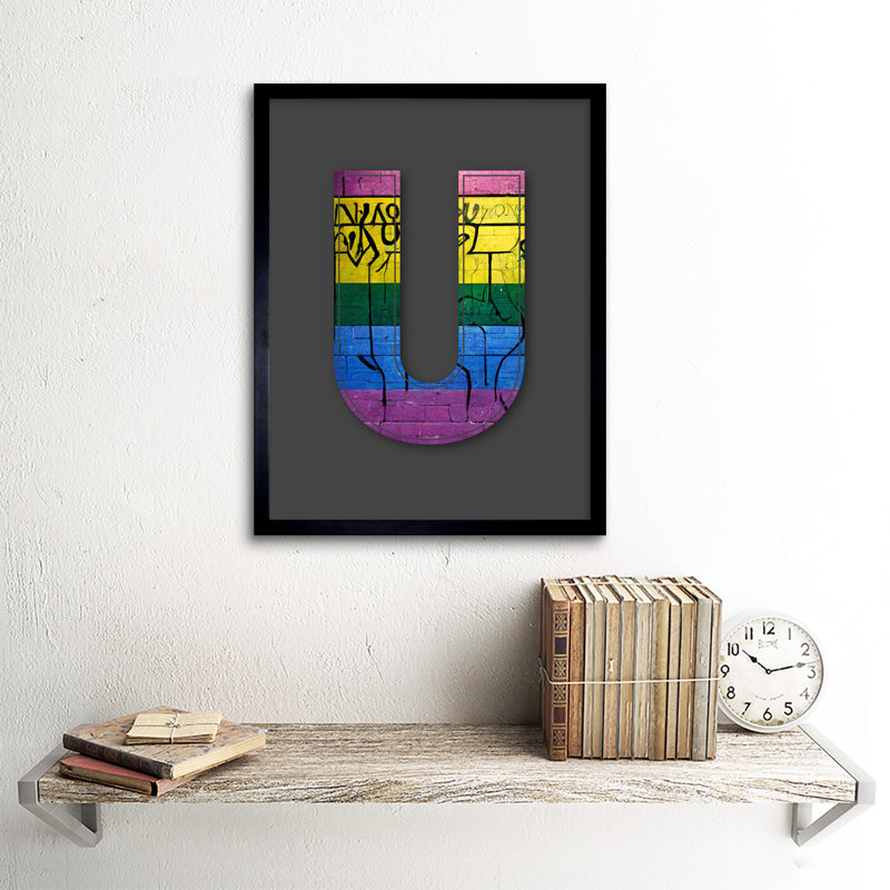 Letter U Sriped Wall - Single Picture Frame Print