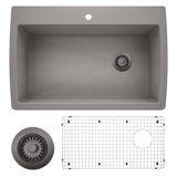 Diamond 33.5" L x 22" W Dual Mount Kitchen Sink with Sink Grid & Basket Strainer
