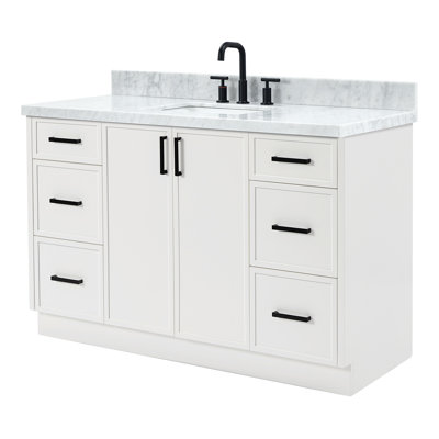 ARIEL Kelly 55 Single Sink Bathroom Vanity with Italian Carrara Marble Top