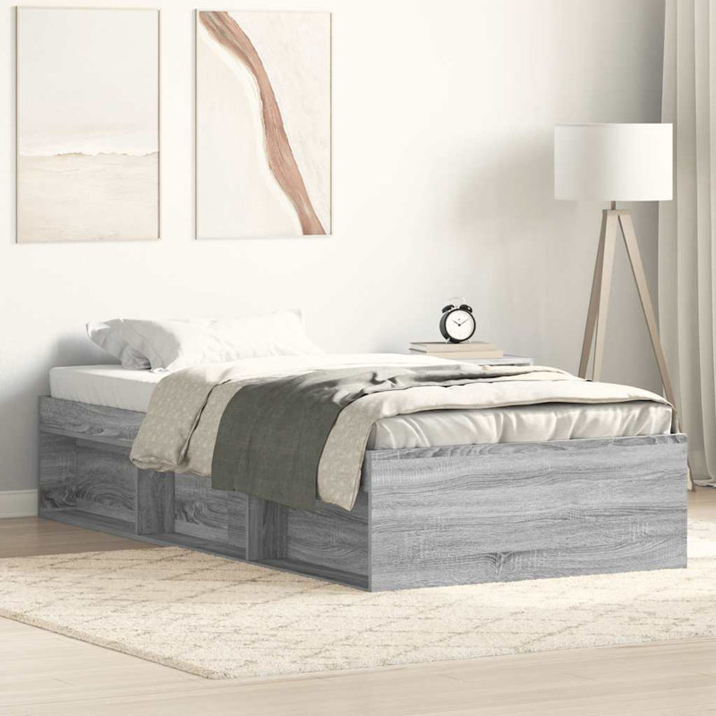 Afriani Platform Bed, Single (3'), Grey Sonoma