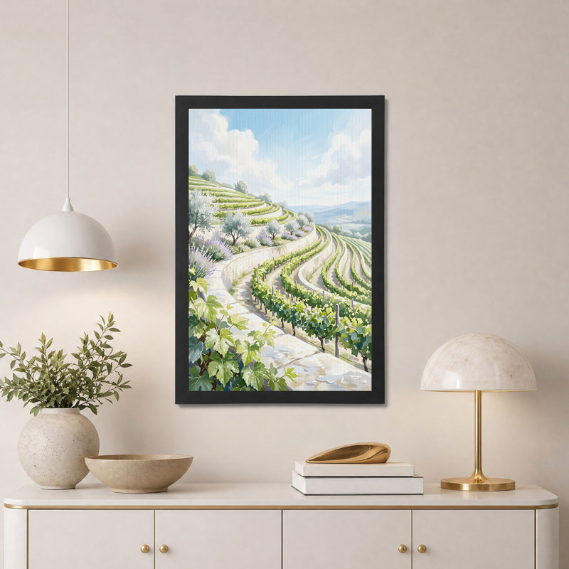 Art mural sur toile en pierre avec terrasses de vignes, H 24 po x l 16 po