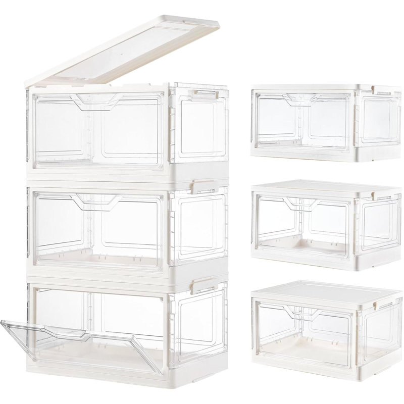 Bacs de rangement empilables, bacs de rangement empilables transparents avec couvercle, paquet de 3, tiroirs de rangement empilables, organisateurs de placard et rangement pour le salon de la chambre à coucher