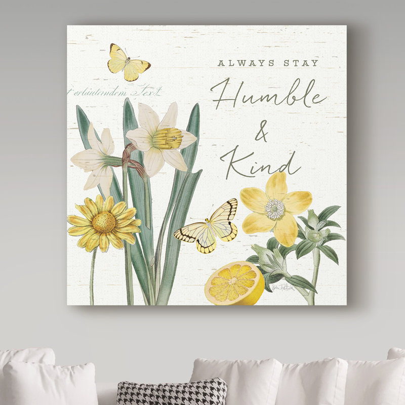 Always Stay Humble & Kind Floral Quote Canvas Art