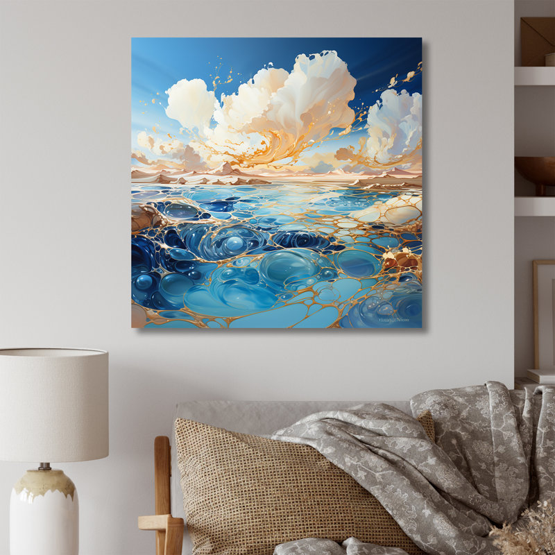 «Clouds Charm liquid Art I», impression d'art mural nuages, H 36 po x l 36 po x P 1,5 po, Toile tendue