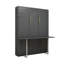 Lit escamotable escamotable Queen vertical avec bureau intégré, gain de place, idéal pour adulte ou chambre d'amis, gris