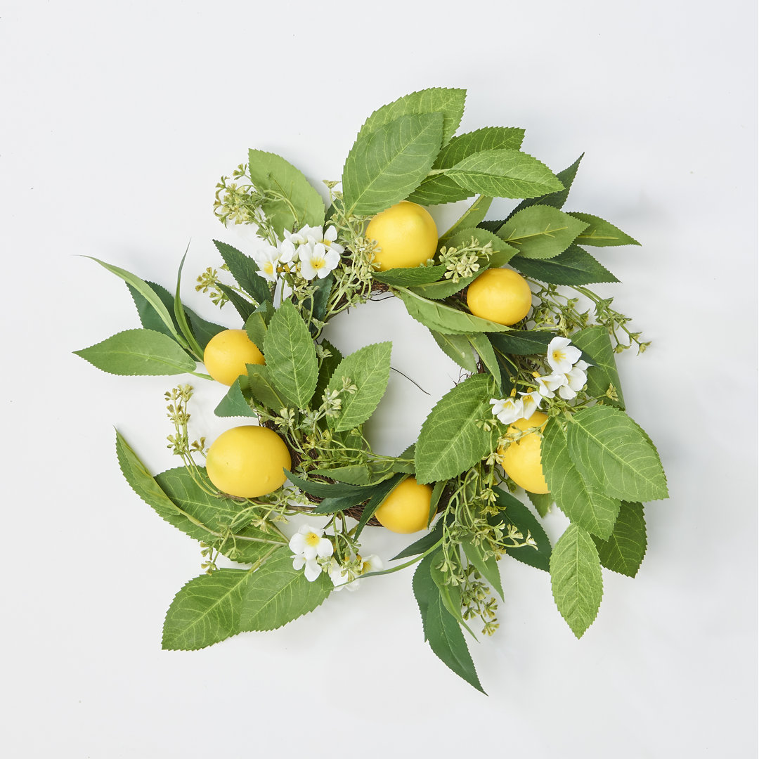 Lemon, Green Leaves & Flowers Wreath Primrue 
