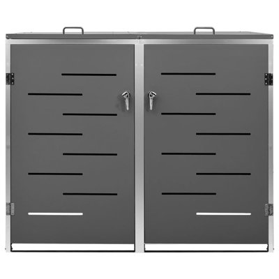 VidaXL Garbage Can Storage Wheelie Bin Trash Can Enclosure Stainless Steel