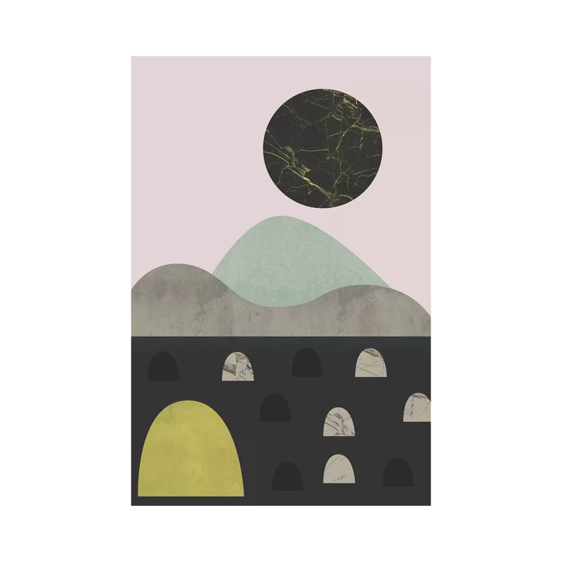 Stones And Moon by Flatowl - Wrapped Canvas Painting, 30.48cm H x 20.32cm W x 1.91cm D