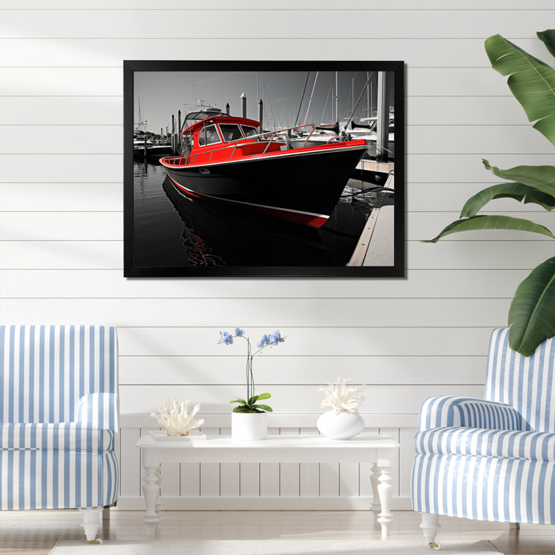 Port Harbor Shadows II sur impression sur toile, H 34 po x l 44 po x P 1,5 po, Cadre photo noir