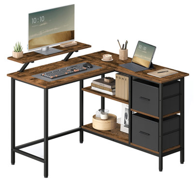 Aliyanah L-Shaped Metal Base Computer Desk