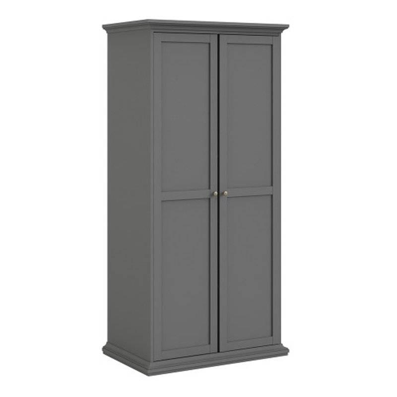 Woodburn 2 Door Manufactured Wood Wardrobe, Matte Grey