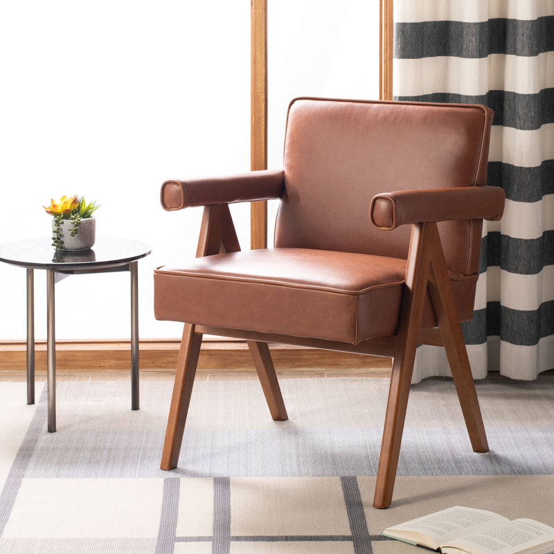 Velveteen Faux Leather Armchair
