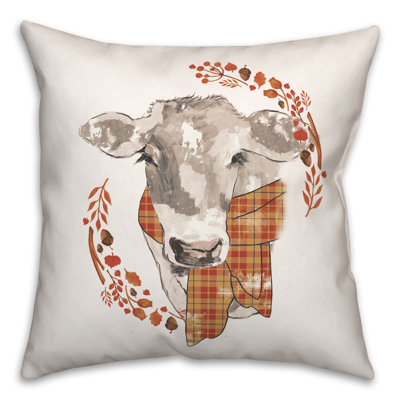  Autumn Cow Wreath Square Pillow Cover & Insert