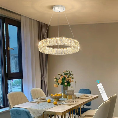 Modern Dimmable Crystal Ring Chandelier