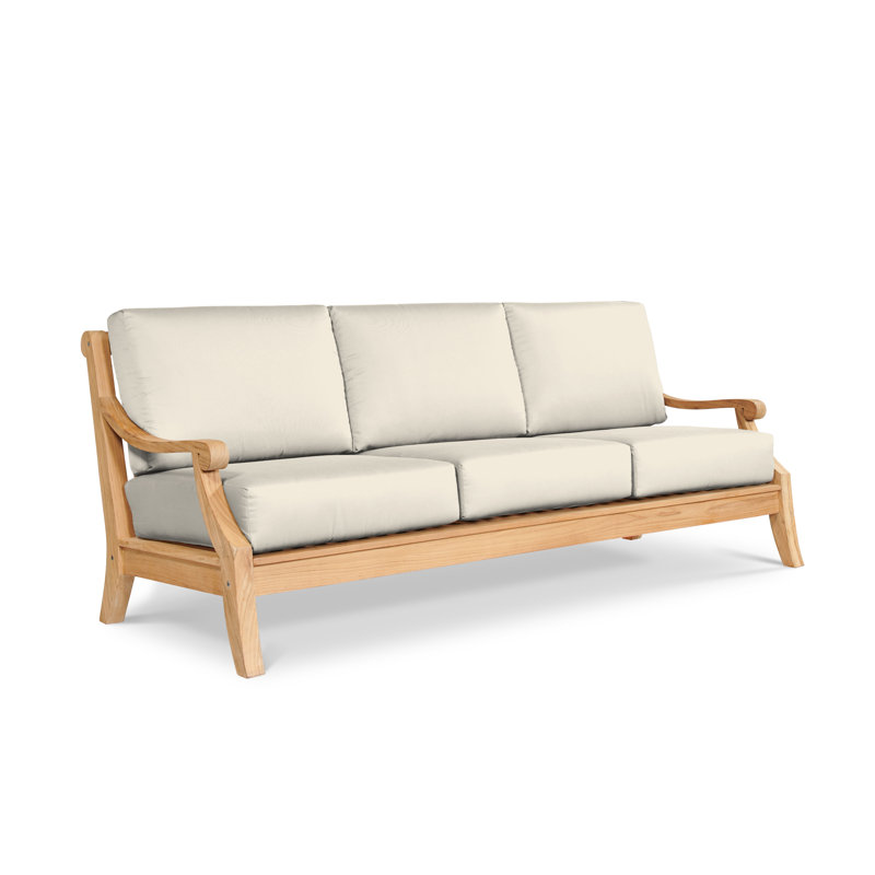Khari Sonoma 3-Person Teak Outdoor Sofa, Canvas Regatta Sunbrella® Canvas