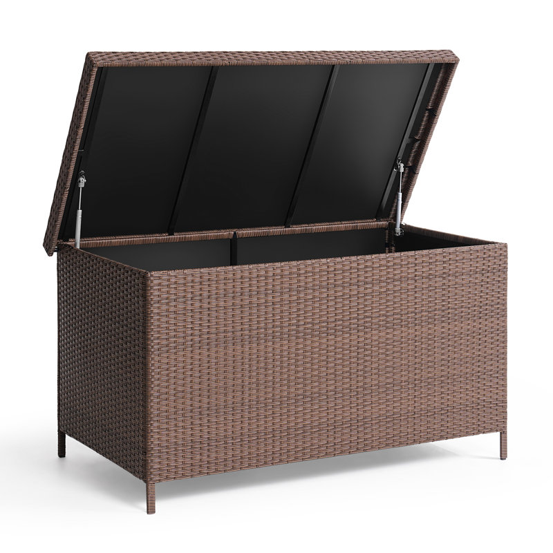 158 Gallon Waterproof Wicker Deck Box, Brown