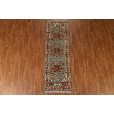One-of-a-Kind 2'7" X 8'0" New Age Runner Wool Area Rug in Blue
