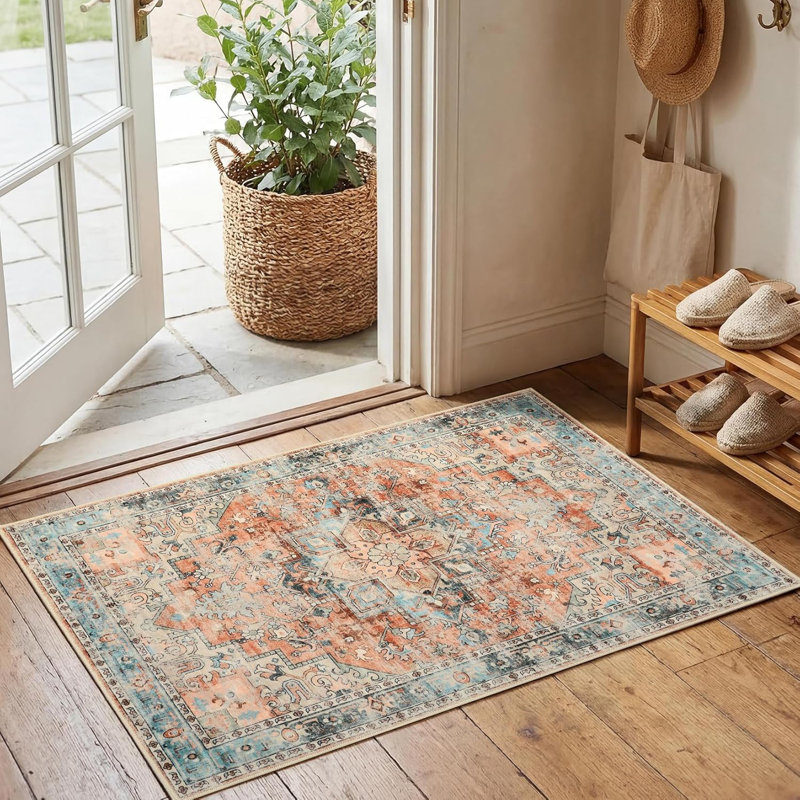 Abstract Machine Printed 120cm X 170cm Area Rug, Blue/Brown, Rectangle 120 x 170 cm