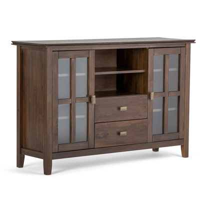 Meuble télé en bois massif naturel vieilli de 53 po de largeur Artisan