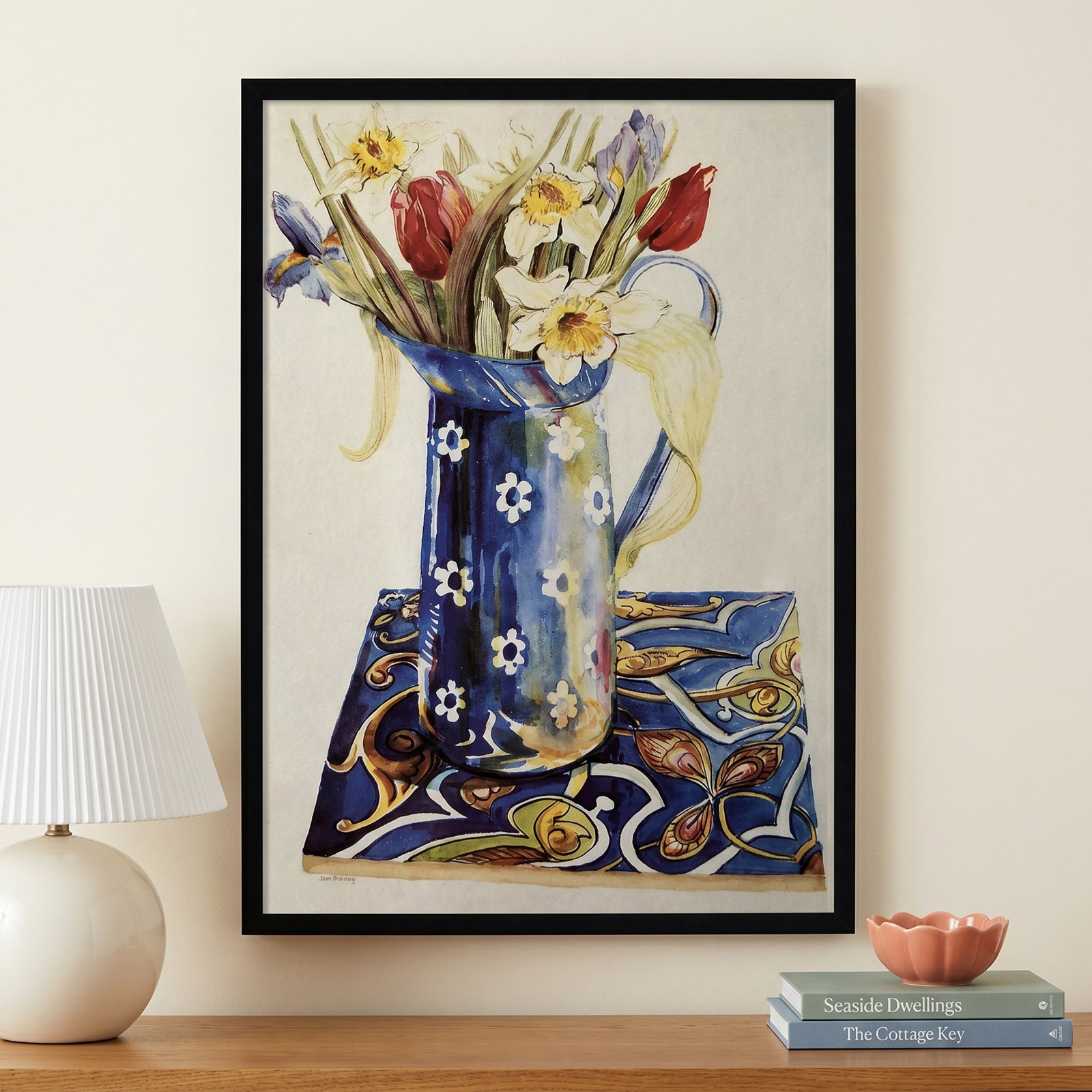 Tulips by Thewsey Joan, 13" H x 9" W x 1" D, Black