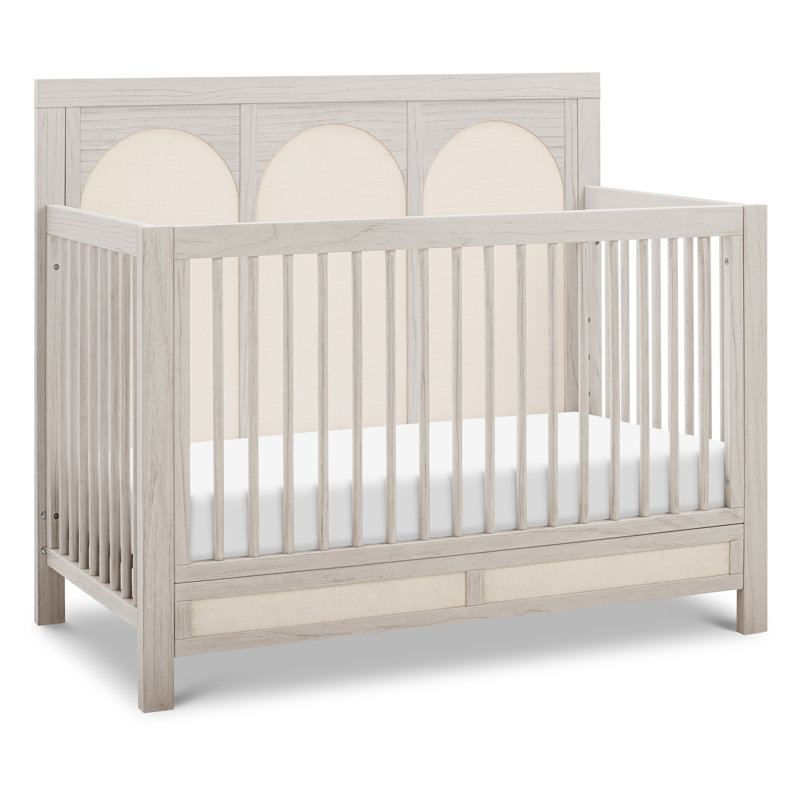Eloise 4-in-1 Convertible Crib, White Driftwood/Performance Pearl Eco-Weave