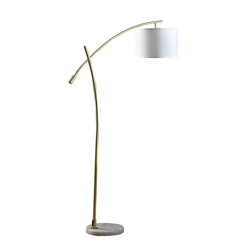 65'' LED Swing Arm Floor Lamp, White, Gold