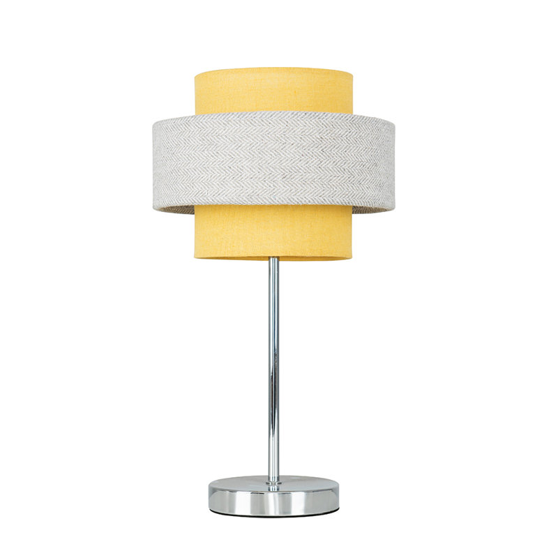 Bogaerts Metal Table Lamp, Not Included, Mustard/Herringbone