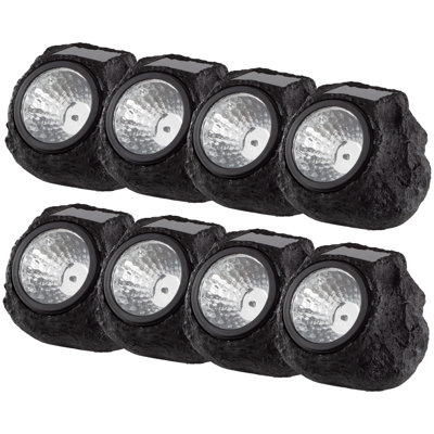 Solar Rock Lights 8-Pack - Waterproof LEDs for Paths, Gardens, and Landscaping - Rock Solar Lights Outdoor Lighting Set by Pure Garden