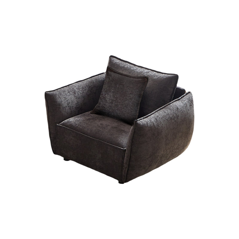 Canapé moderne de 44 po, chambre à coucher avec fauteuil rembourré, bureau moderne, Noir