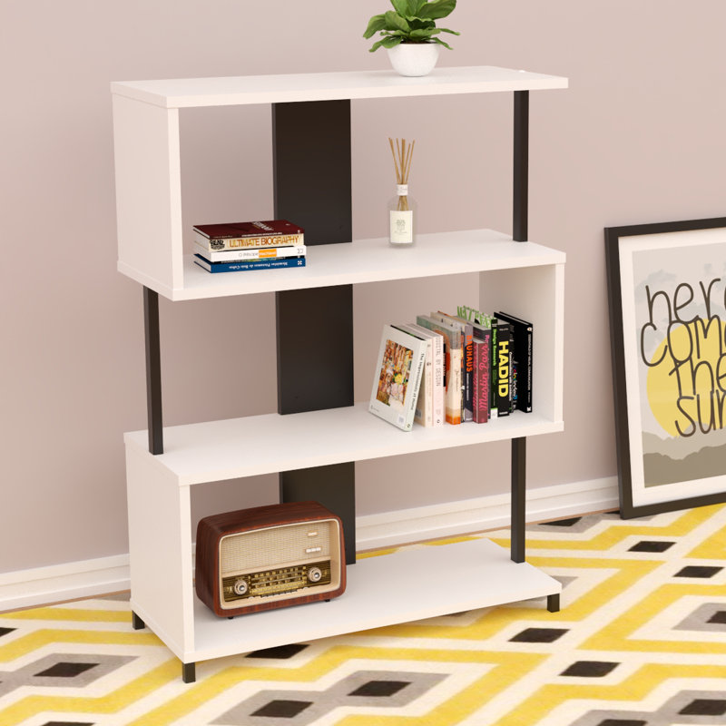 Brooklinn 32 cm H x 108 cm W Steel Geometric Bookcase, White