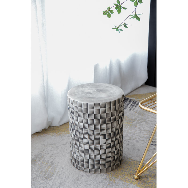 White and Black Ceramic Garden Accent Stool
