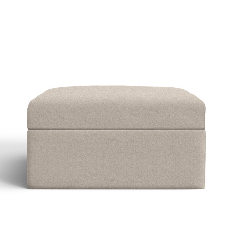 Hartig Upholstered Ottoman, Reese Oatmeal Performance Chenille