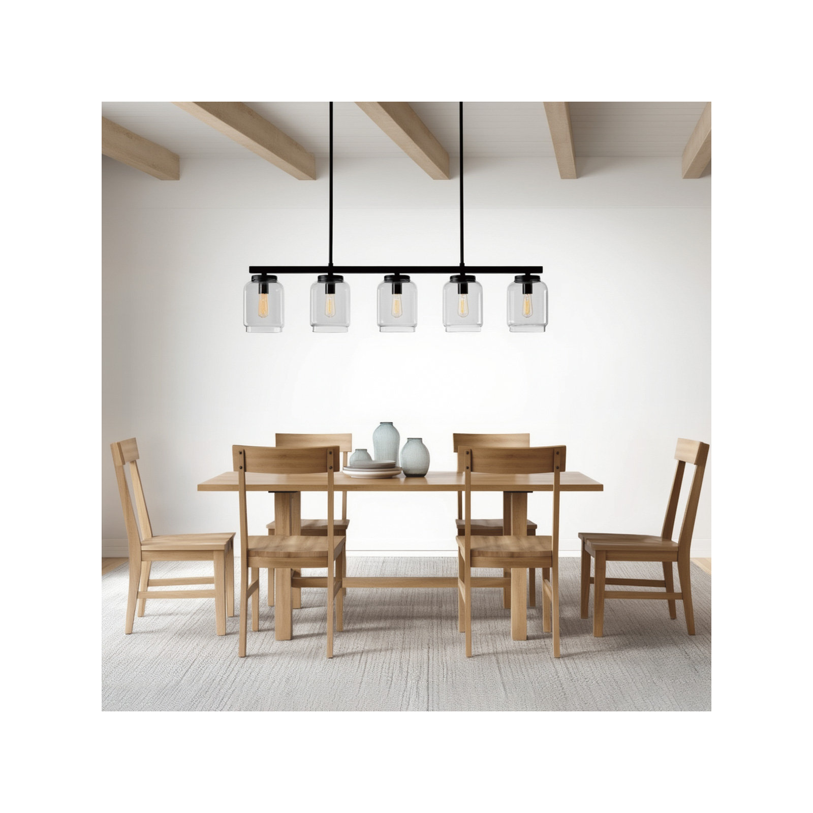Solid Wood Rectangular Dining Table, Brown