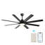 Ventilateur de plafond intelligent de 52 pouces avec lumière, ventilateur de plafond noir moderne avec 8 pales en ABS, moteur à courant continu à 6 vitesses, commande vocale compatible avec Alexa et Google Home, ventilateur de plafond à DEL à intensité variable pour la cuisine du patio de la chambre à coucher-122097850