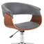 Casler Mid-Century Office Chair with Open Back in Faux Leather, Walnut Veneer and Chrome Finish-31454863
